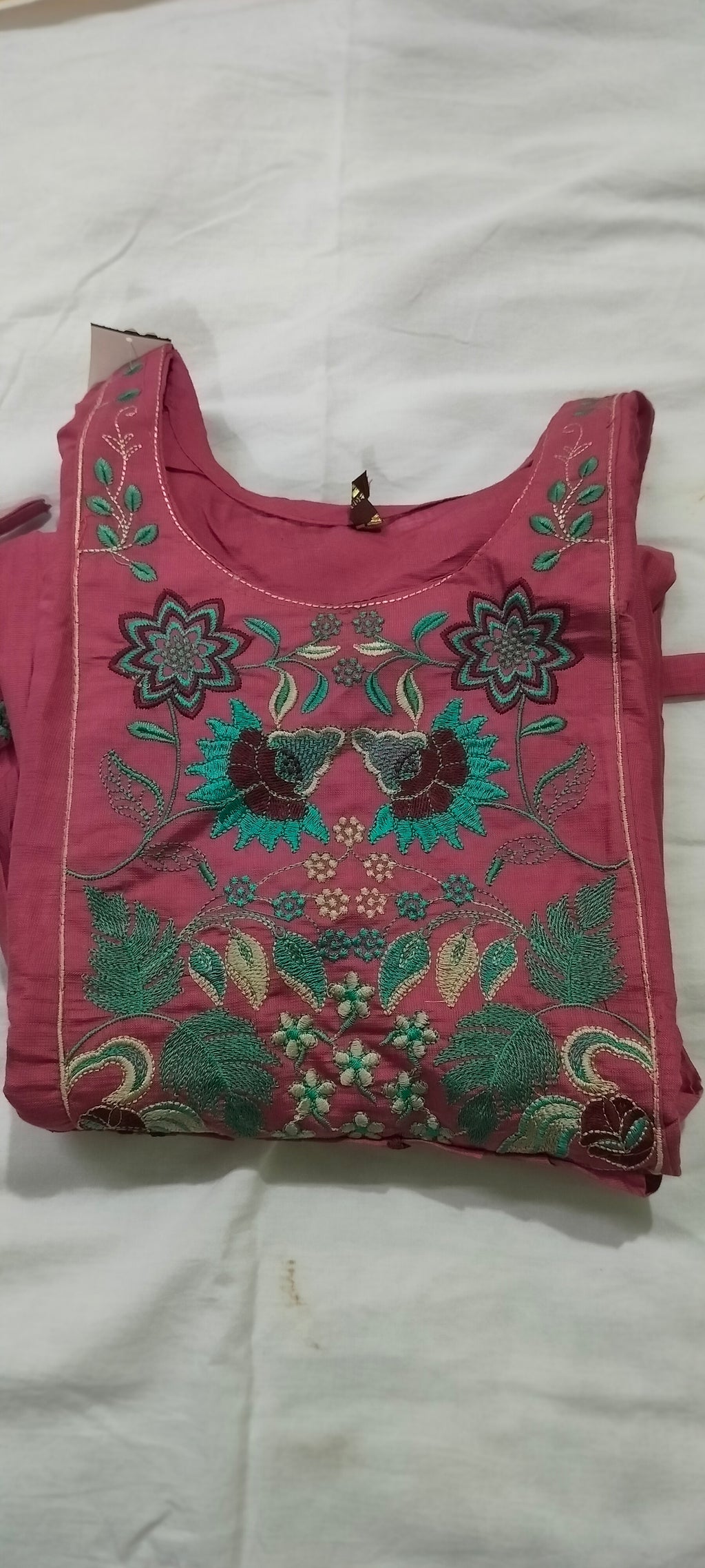 3 PC Set Women Kurti  with Pocket- Cotton Slub with Embroidery