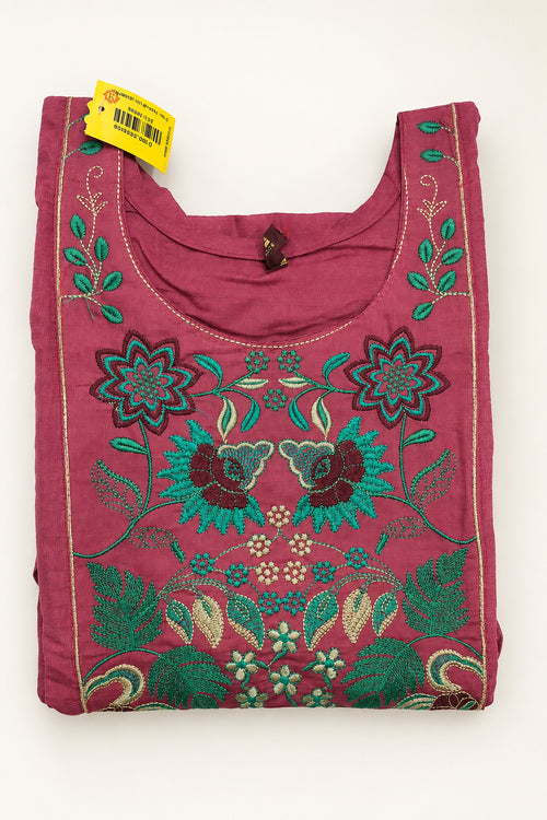 3 PC Set Women Kurti  with Pocket- Cotton Slub with Embroidery